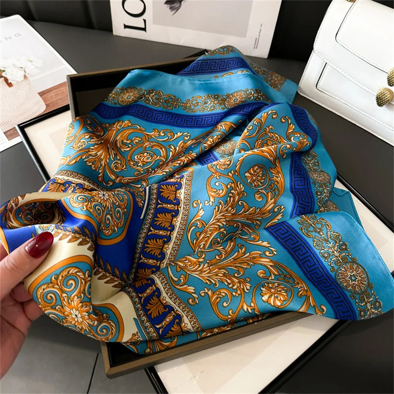 Printed Womens Polyester Scarf Square Shawl Luxury Design