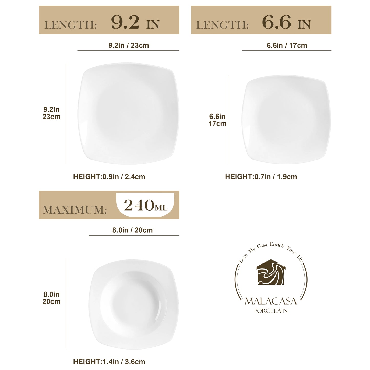 MALACASA Julia 18-Piece Dinnerware Set Service For 6