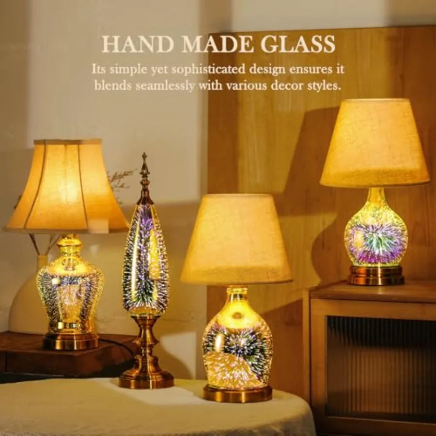 Table Lamp Turkish Arabian Desk Lamp With Handmade 3D Glass Bronze Base