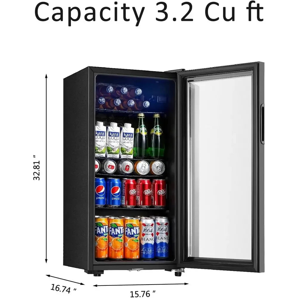 BestsellerCompact 3.2 Cu.ft Double Door Beverage Cooler - Adjustable Shelves for Home, Office, or Bar (Black)