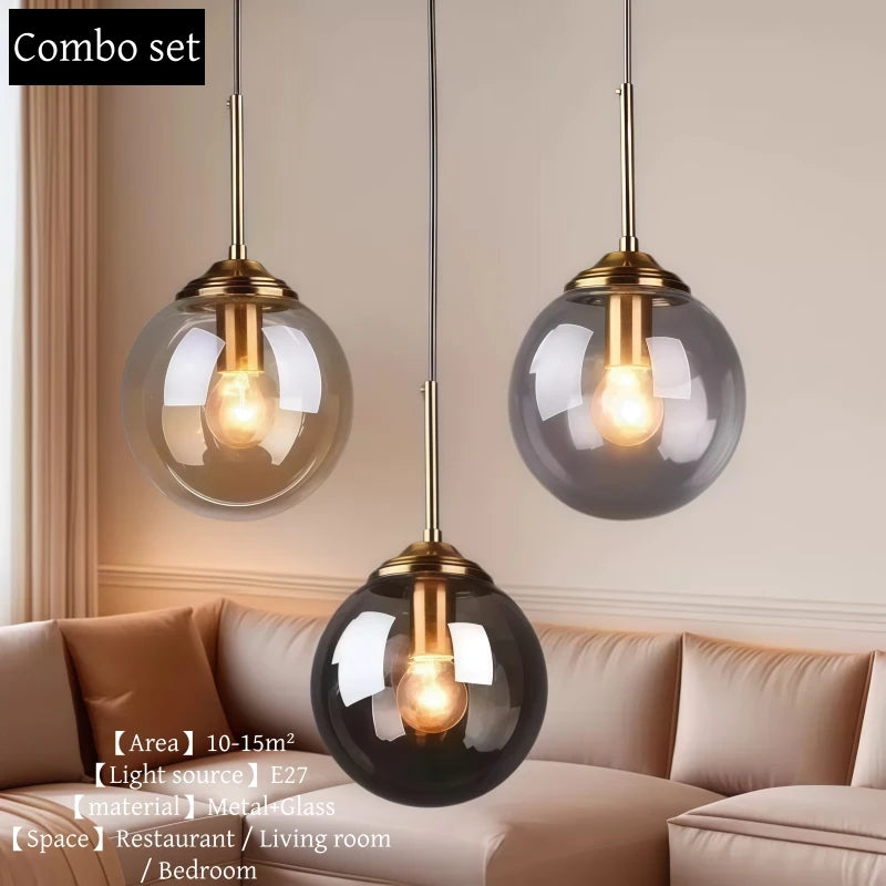 MSZGJY LED Modern Luxury Metal Chandelier Glass Pendant Lamp