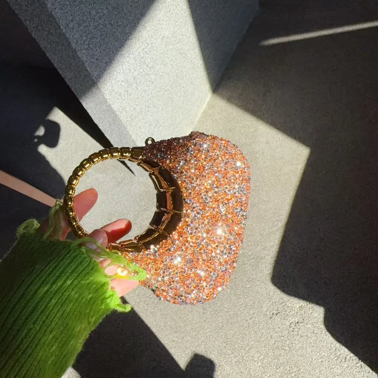 Heart Shaped Sequin Diamond Evening Bag Clutch for Weddings