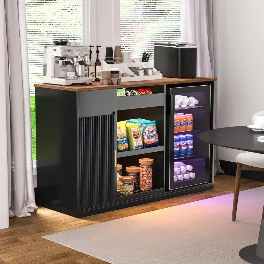 XMSJ Snack Bar Cabinet With Fridge Space And Candy Display