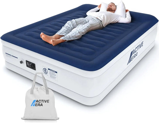 Air Mattress With Built-In Pump, Raised Pillow Support, Durable