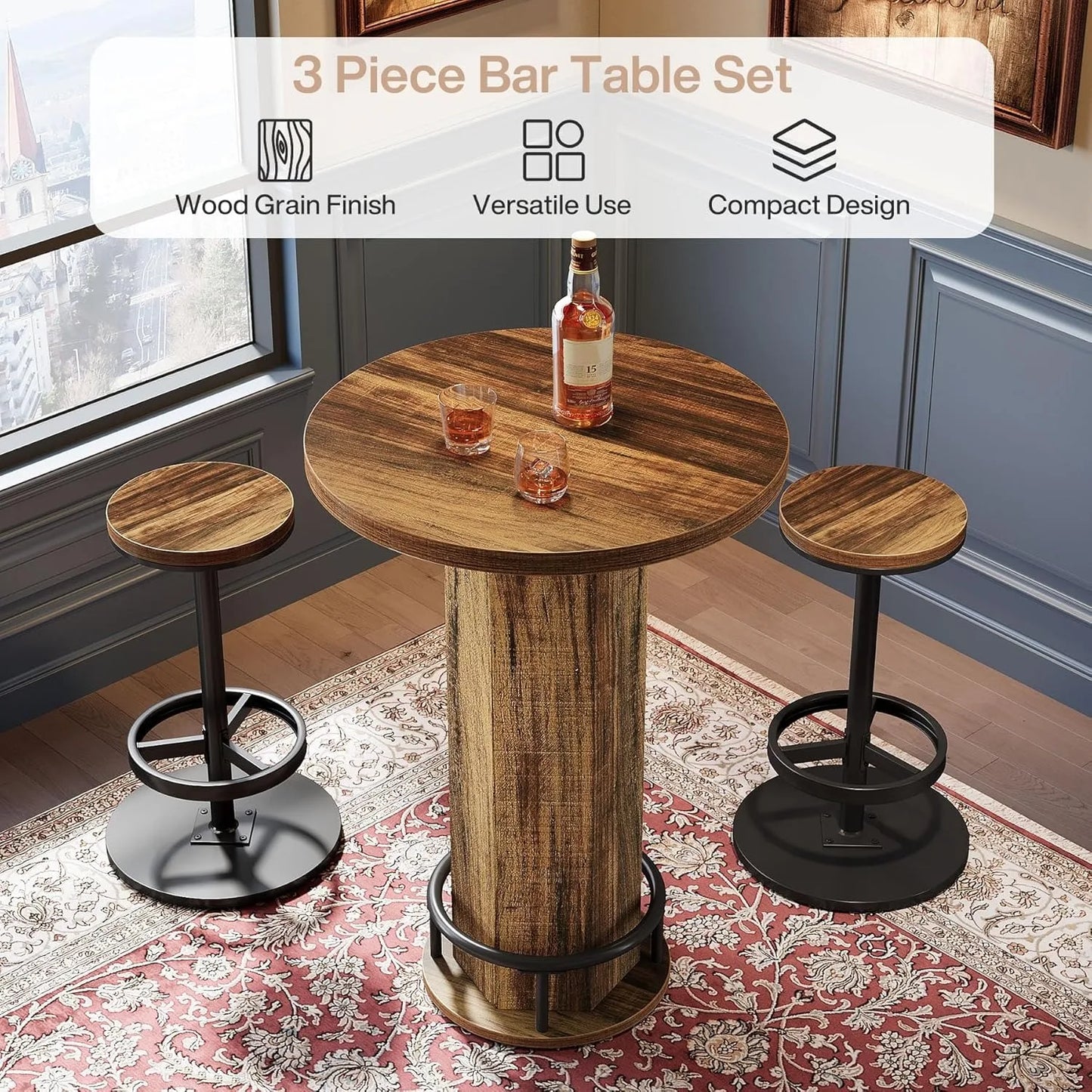 Little Tree Round Bar Table With Chairs And Barstools