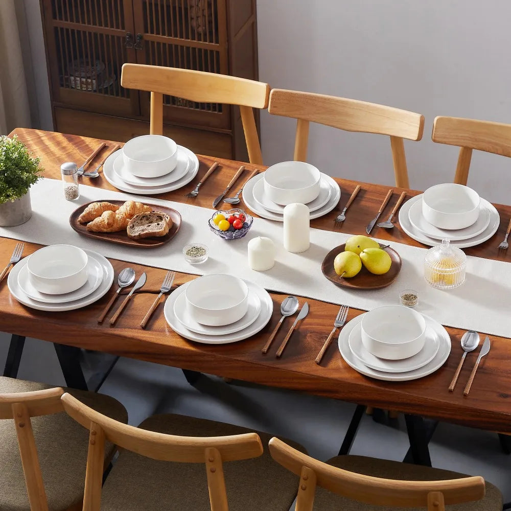 MALACASA Tara Stoneware Dinner Set With Dinner Plates, Bowls