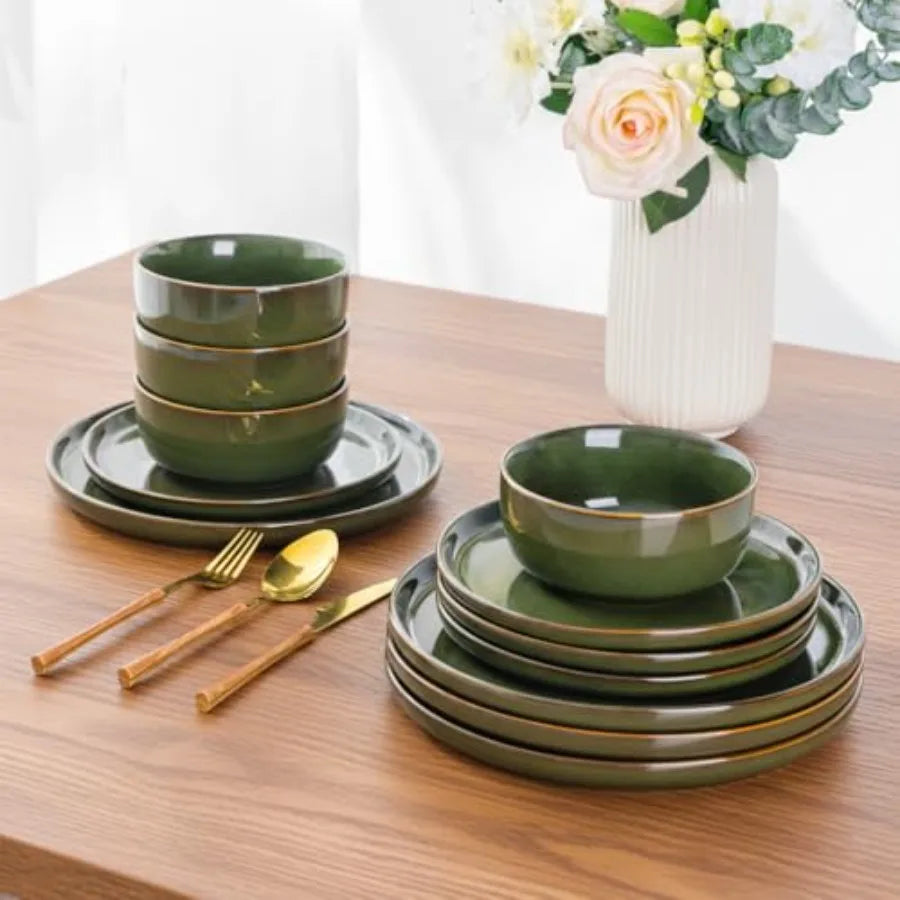 Stoneware Dinnerware Set 2pc Round Plates And Bowls
