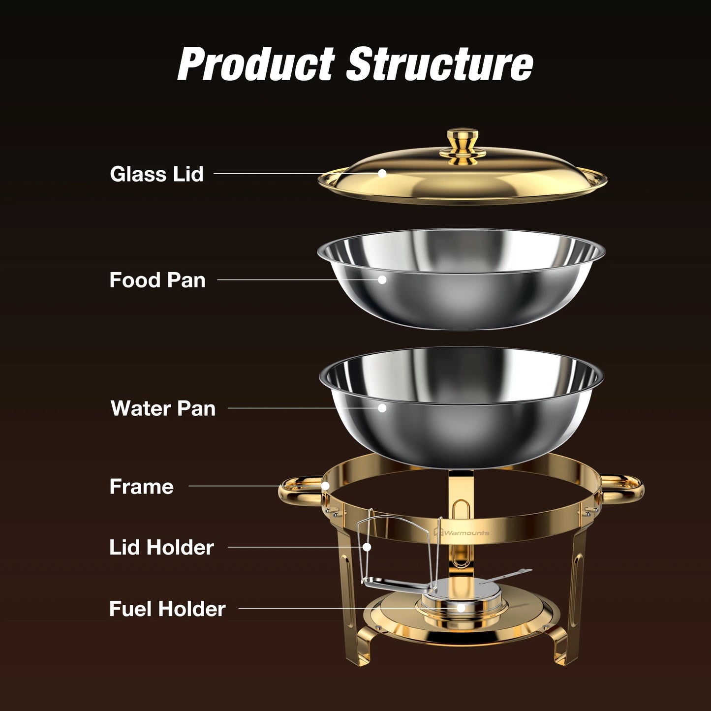 Round Chafing Dishes Buffet Set For Parties And Weddings