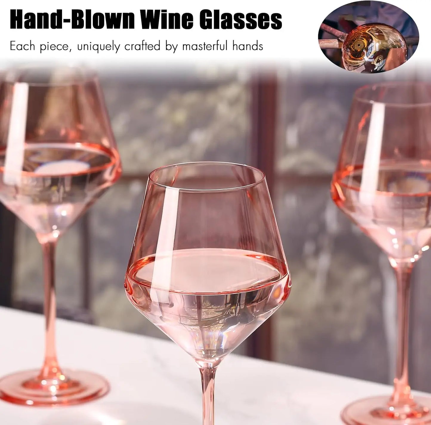 Crystal Stemware Wine Glass Set Six Hand Blown Premium