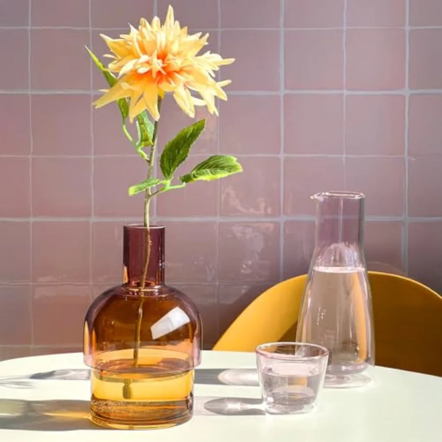 Reversible Glass Flower Vase and Bud Vase for Home Decor