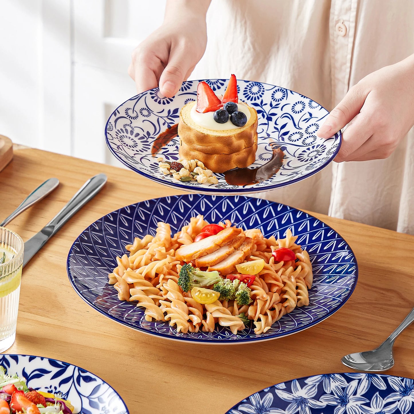 Malacasa Chinese Porcelain Plate Set Dinnerware Collection
