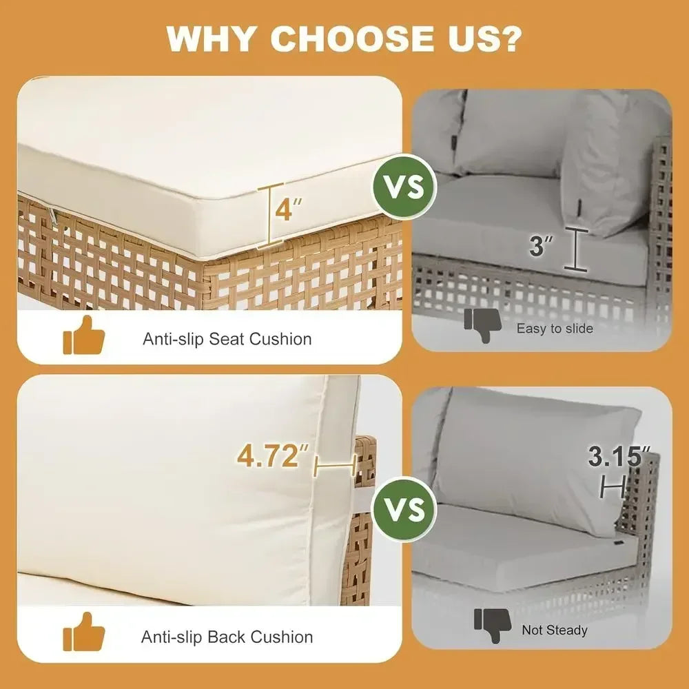 Outdoor Wicker Patio Furniture Set With Cushions Sectional Sofa