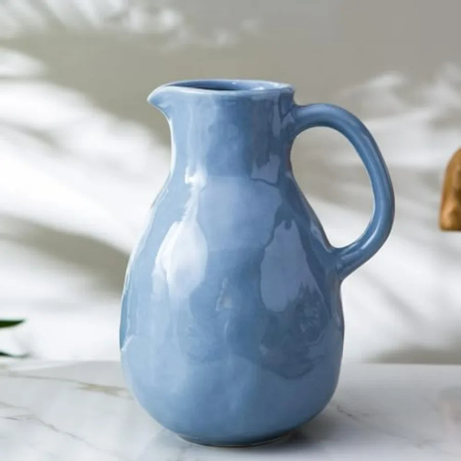 Ceramic Pitcher Vase With Handle For Modern Home Decor Centerpiece