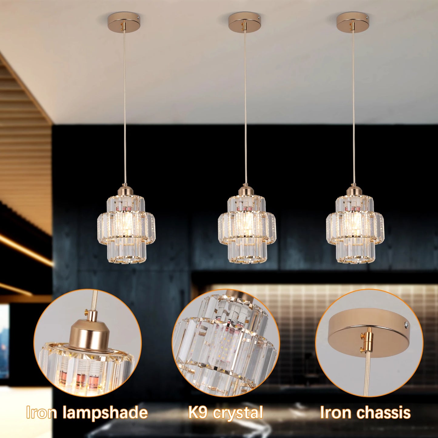 VETRULUS Led Crystal Pendant Light Modern Chandelier