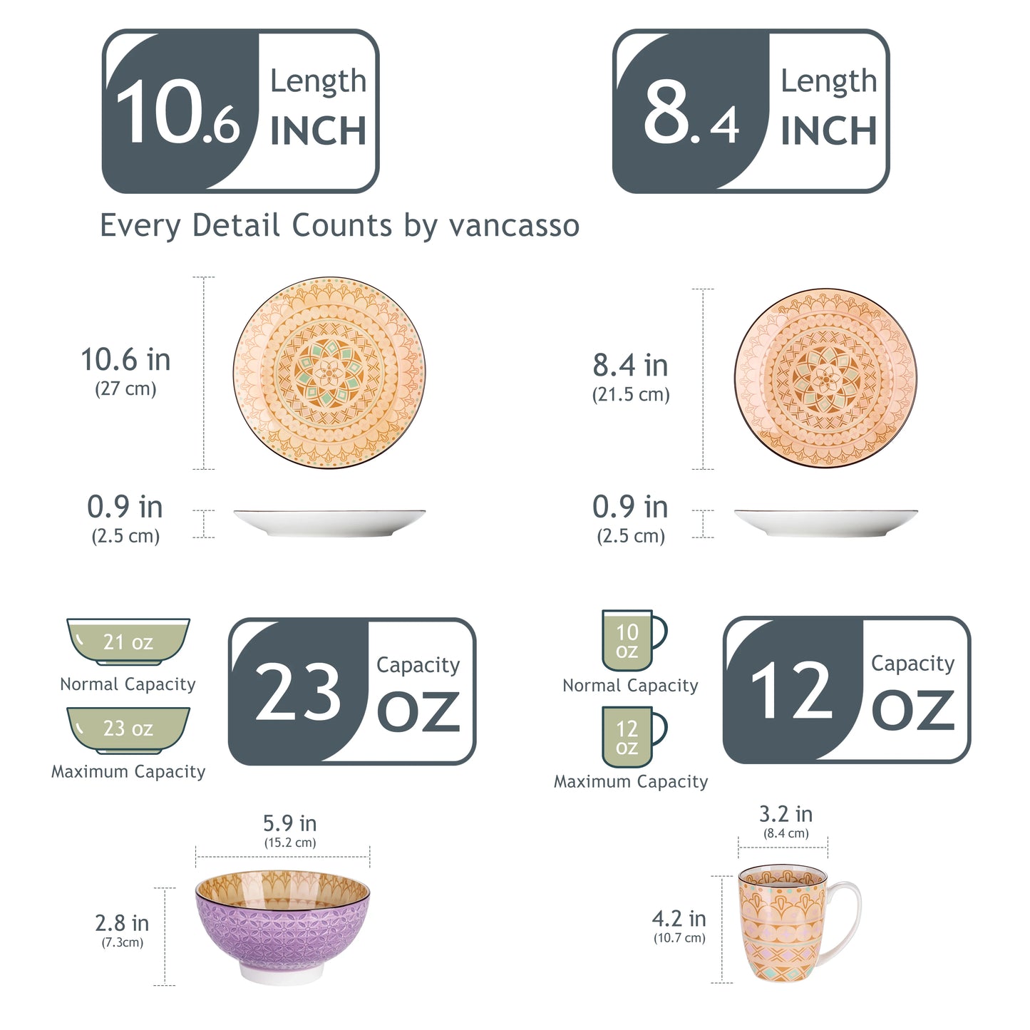 MALACASA Tulip Porcelain Dinnerware Set 4 Design Collection