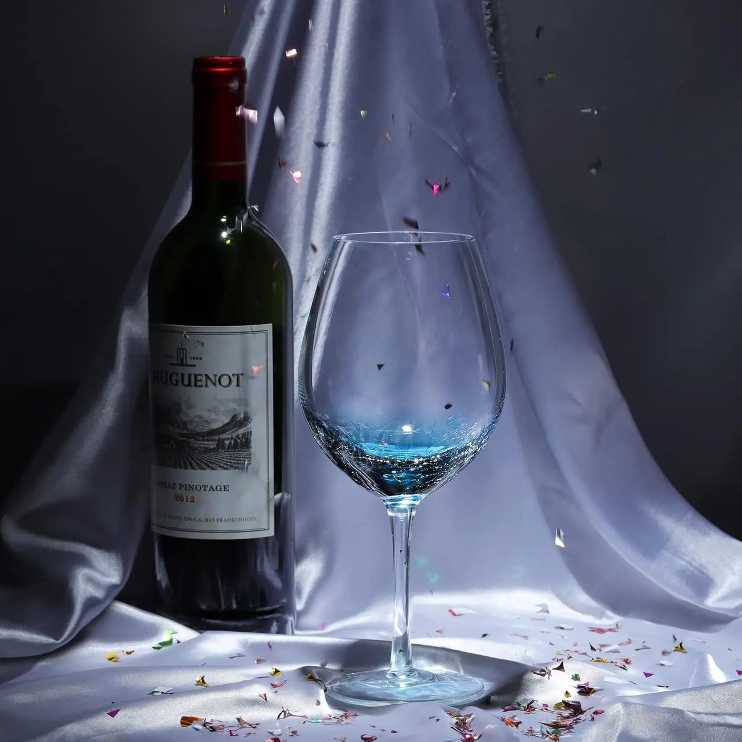 Handmade Blue Crackle Wine Glasses,Large Crystal Burgundy Wine Glass Cup with Stem,Red White Wine Goblet Tumbler,Aesthet