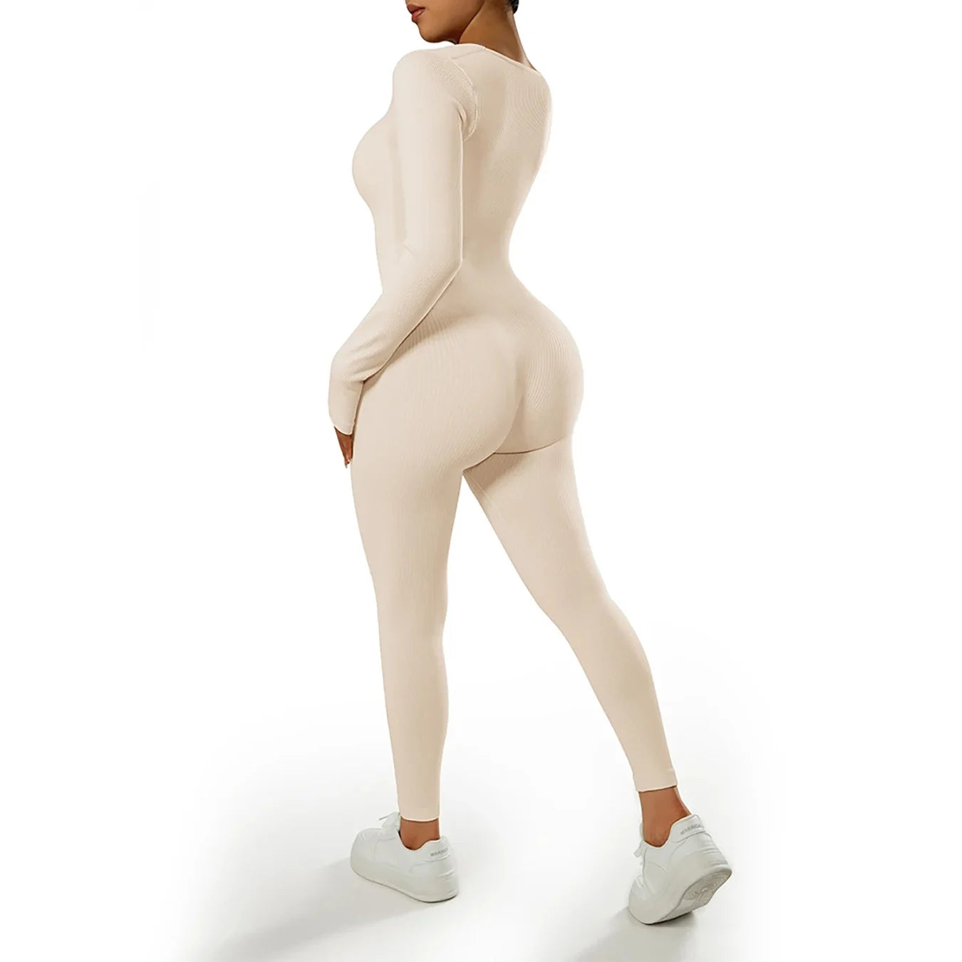 Women's Long-Sleeved One-Piece Yoga Bodysuit Jumpsuit