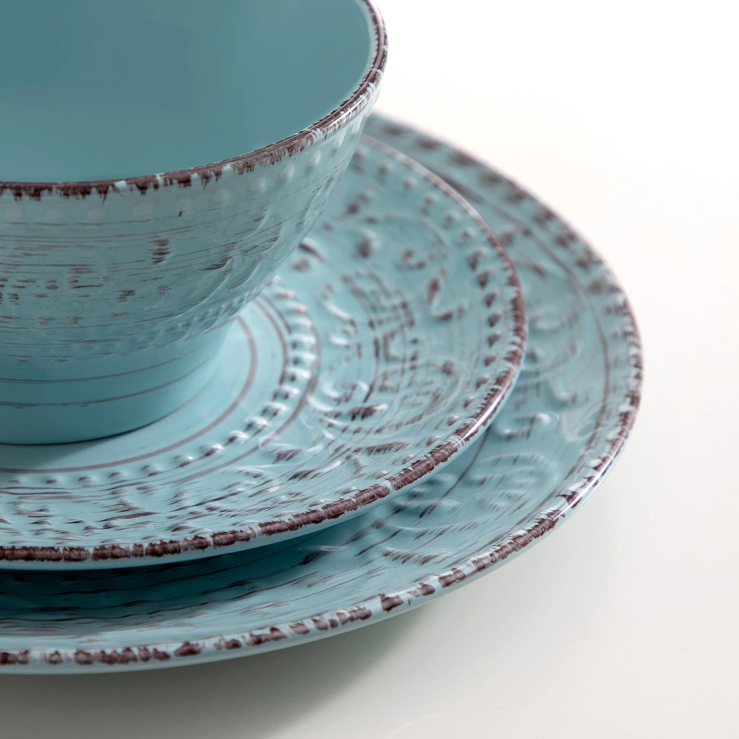 MALACASA Ceramic Dinnerware Set for 4 Plates, Bowls, Mugs