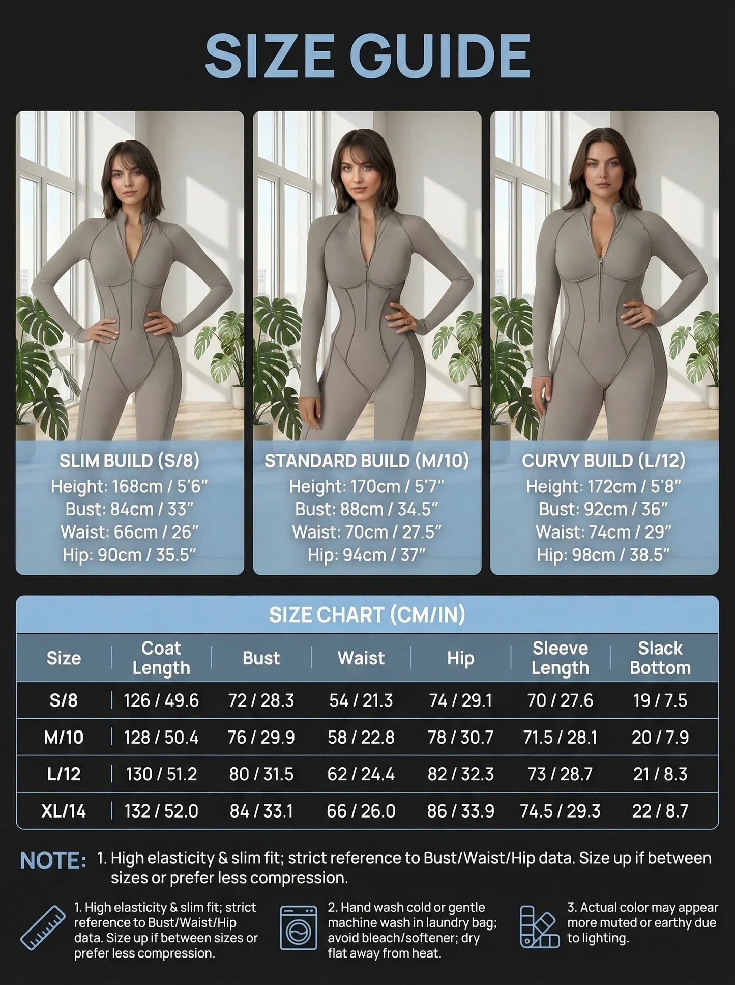 Zip Front Long Sleeve Yoga Jumpsuit For Women, Tummy Control