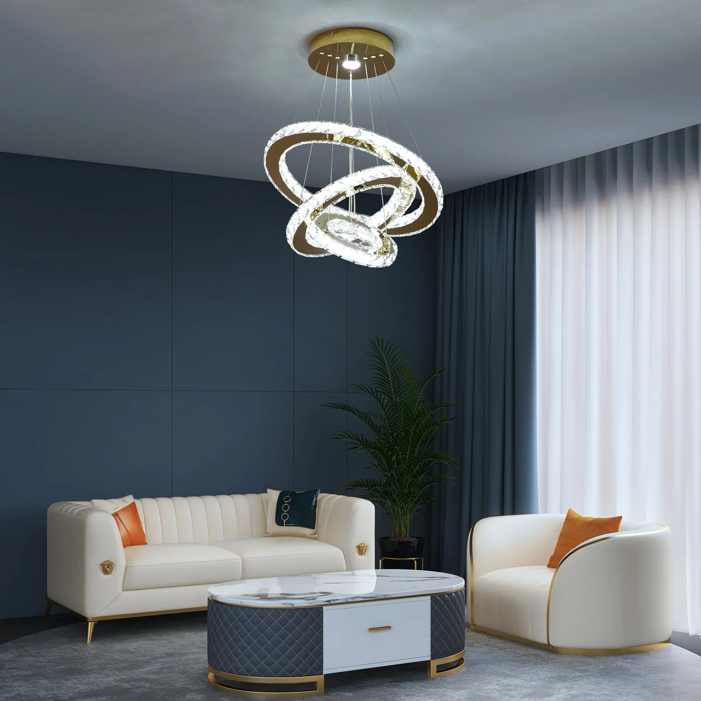 VETRULUS Crystal Chandelier For Living Room Ceiling Light
