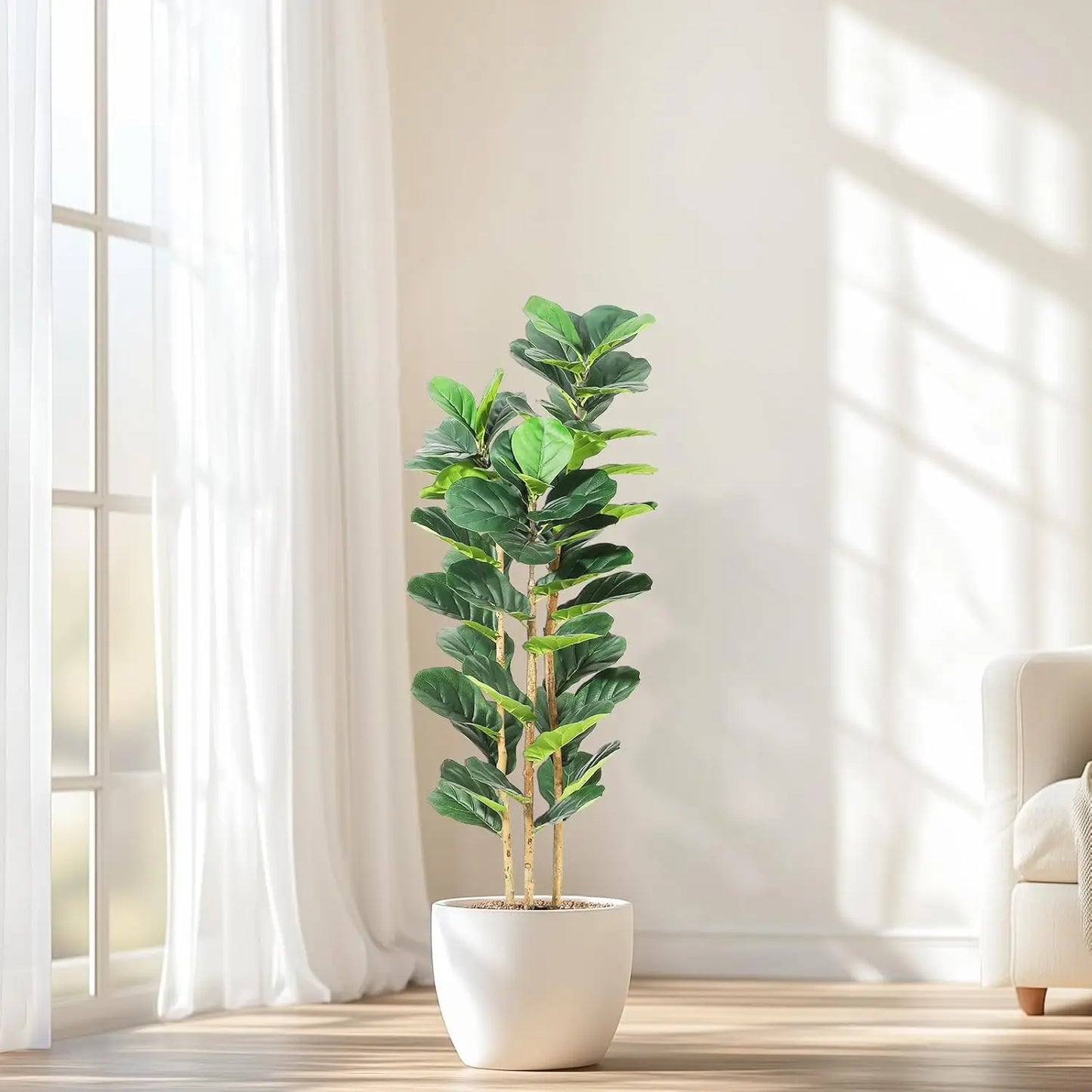HiMISS Artificial Fiddle Leaf Fig Tree With Pot Indoor Greenery