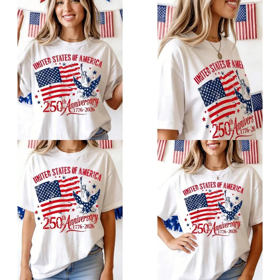 US Anniversary Women Shirt 100 Percent Cotton Round Neck