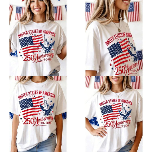 US Anniversary Women Shirt 100 Percent Cotton Round Neck