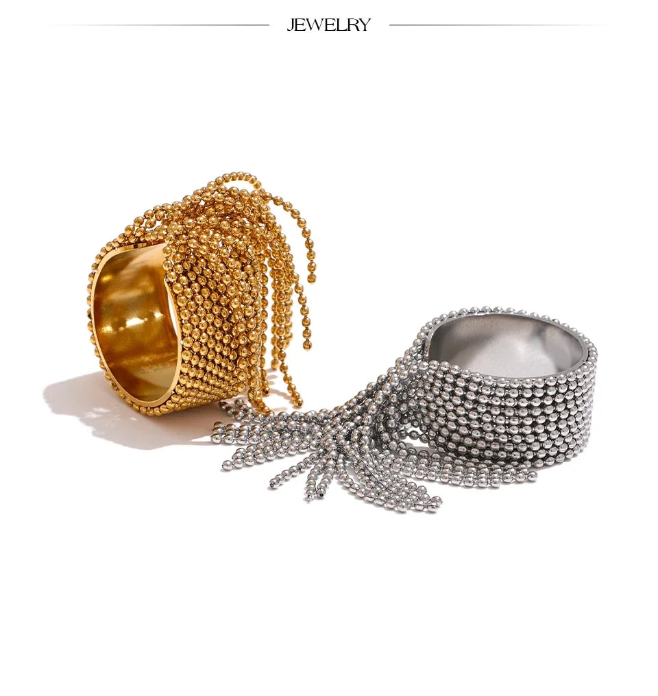 Yhpup Declaration Series Stainless Steel Chain Tassel Ring