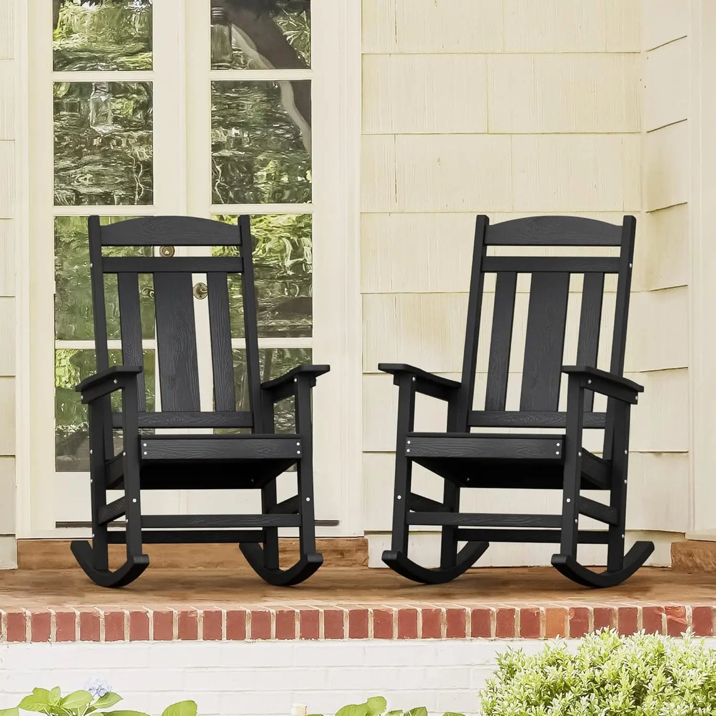 Outdoor Rocking Chairs Set of 2 Weather-Resistant Plastic Rockers
