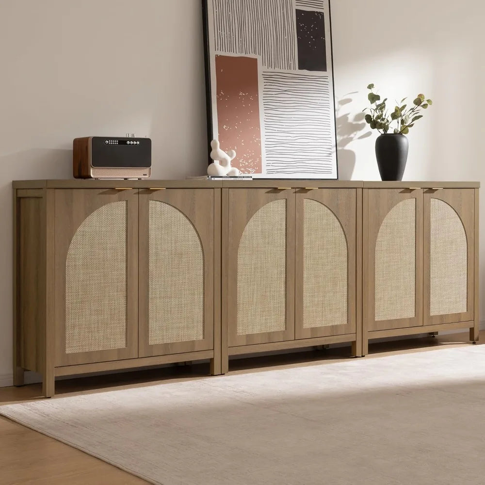 Rattan Sideboard Buffet Cabinets Set Of 2 For Living Room