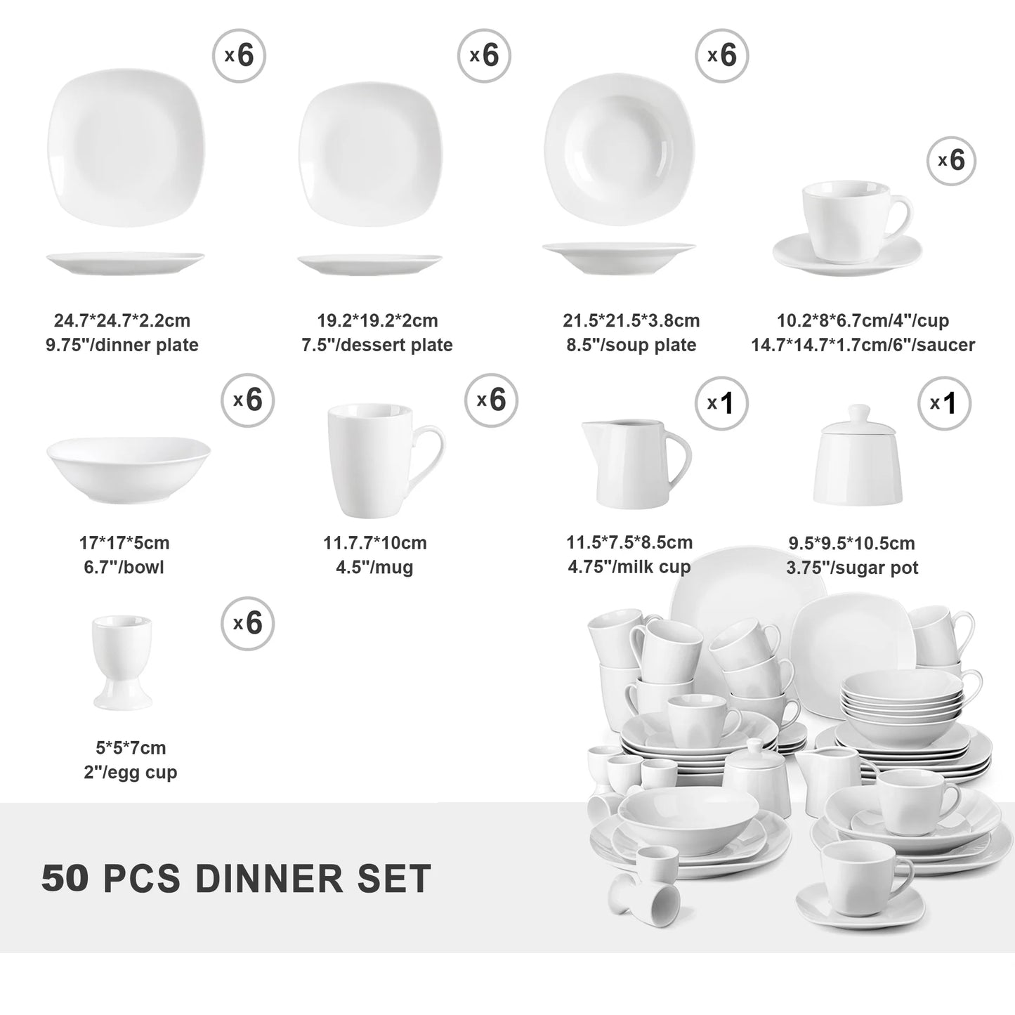 MALACASA Elisa Porcelain Dinnerware Set With Cups And Bowls