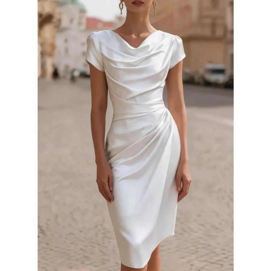 Pleated Summer Dress With Swing-Collar For Feminine Fit