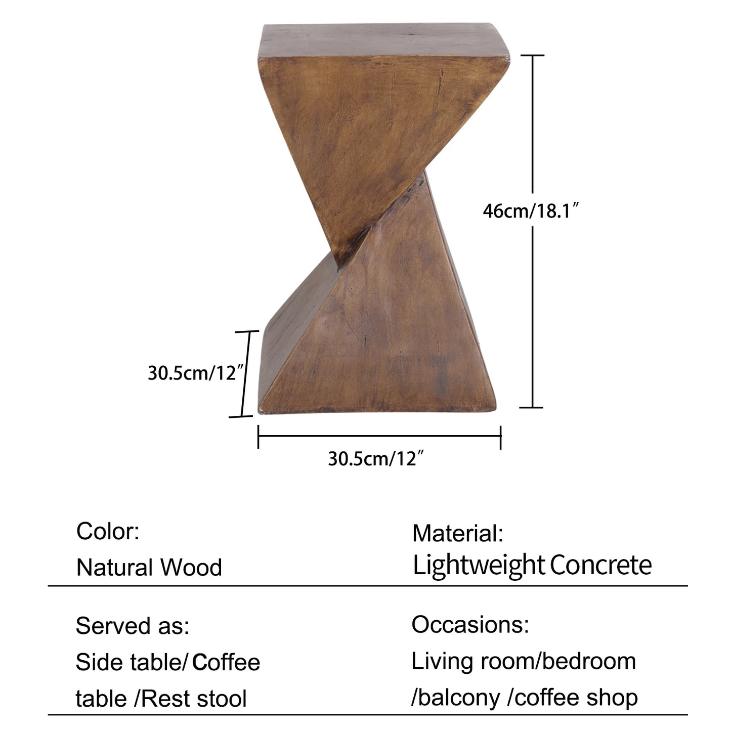 Lightweight Concrete Triangle Accent Table For Indoor And Outdoor