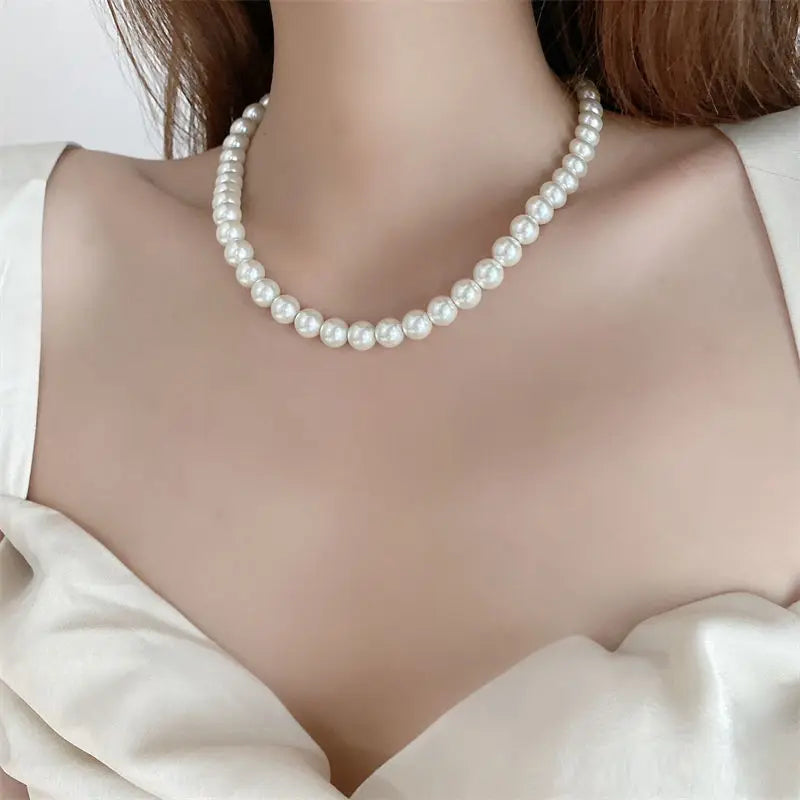 LOVBEAFAS Pearl Choker Necklace For Women And Men Vintage Beads Gift
