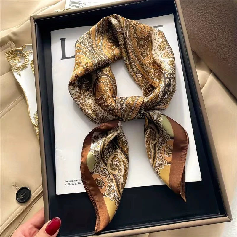 Printed Womens Polyester Scarf Square Shawl Luxury Design