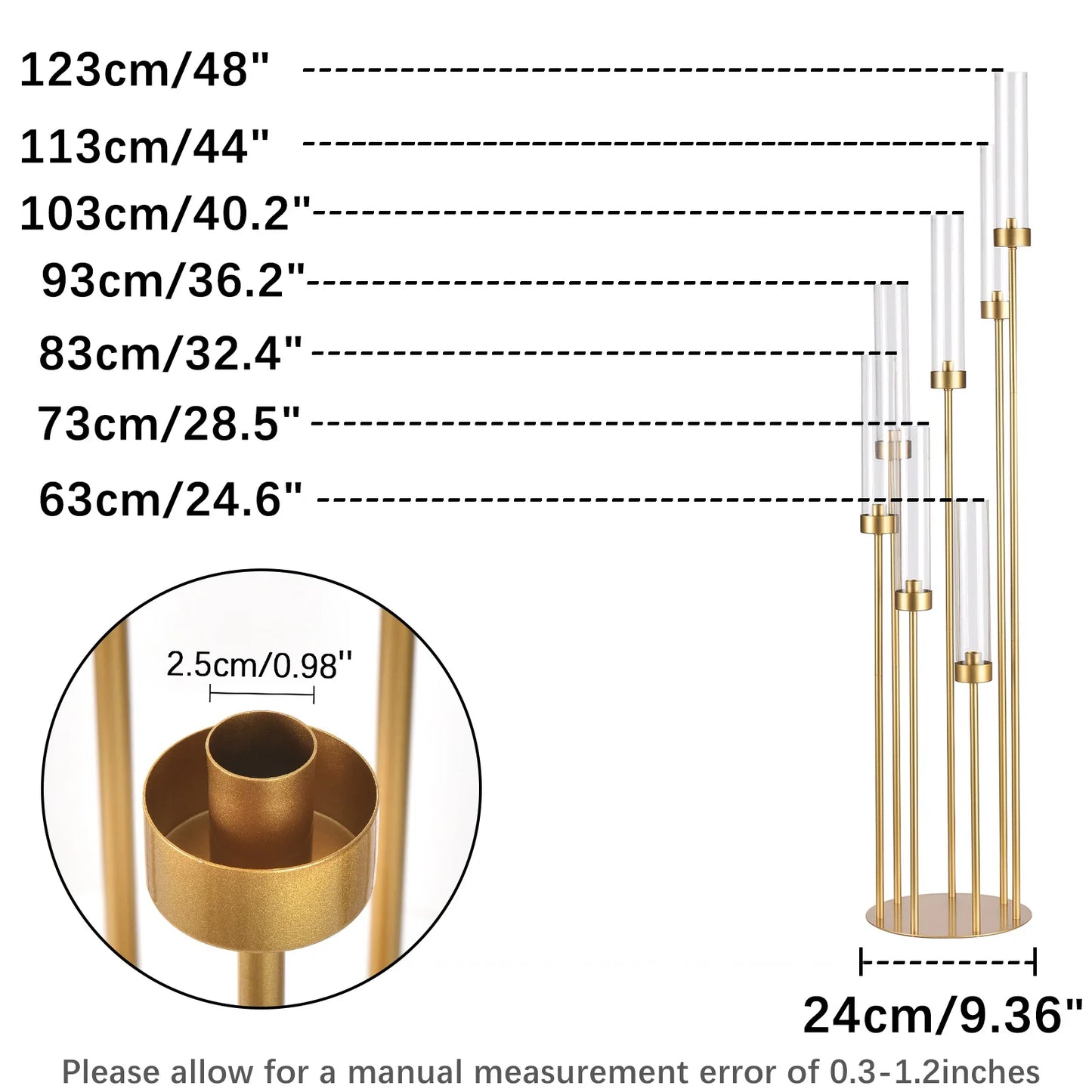 VINCIGANT 4-Pack 7-Arm Metal Floor Candelabra Centerpieces With Lampshade
