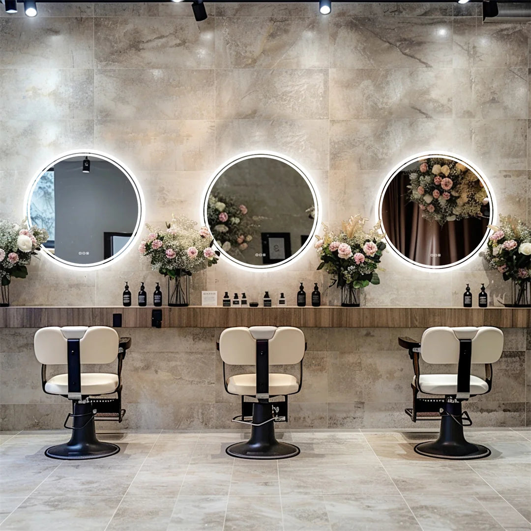 LUVODI Round Bathroom Mirror With Touch Screen LED Anti-Fog