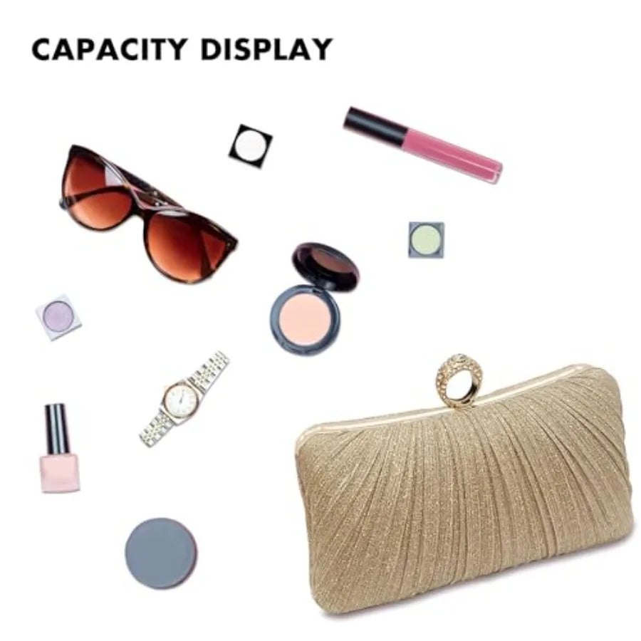 Elegant Vinyl Evening Clutch Purse With Removable Chain Strap