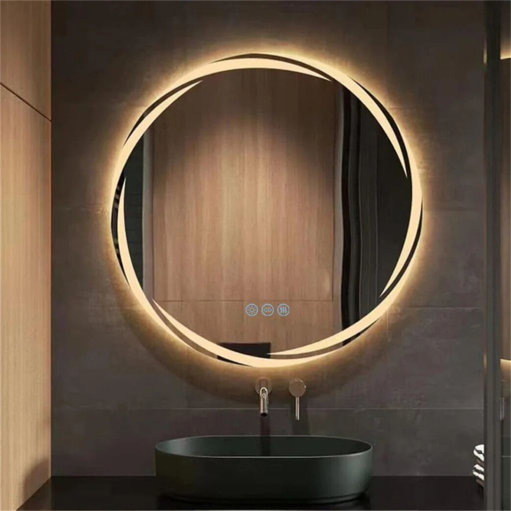 Anti Fog LED Round Wall Mounted Bathroom Mirror With Backlit