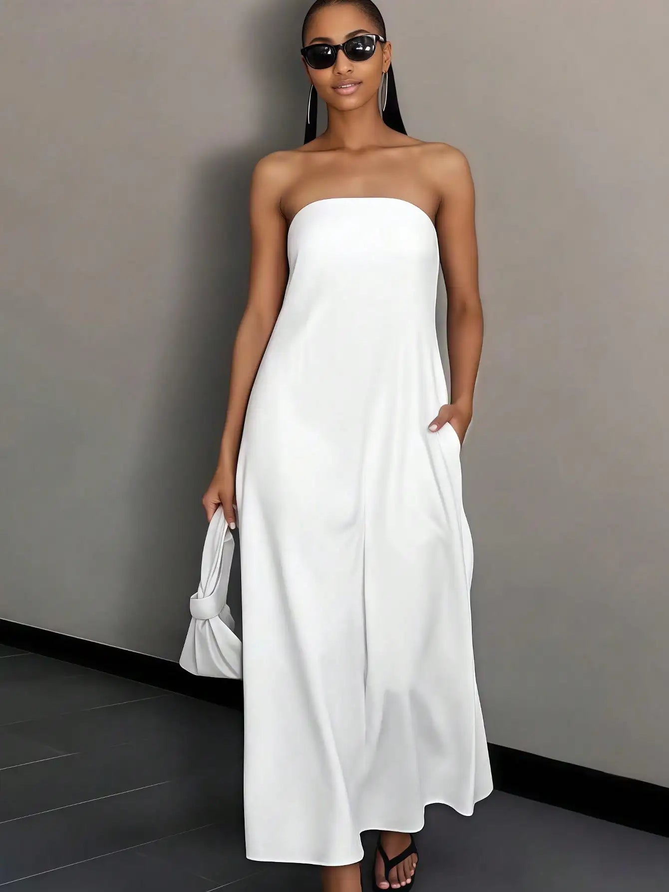 Strapless Sleeveless Maxi Dress For Beach Wedding Guests