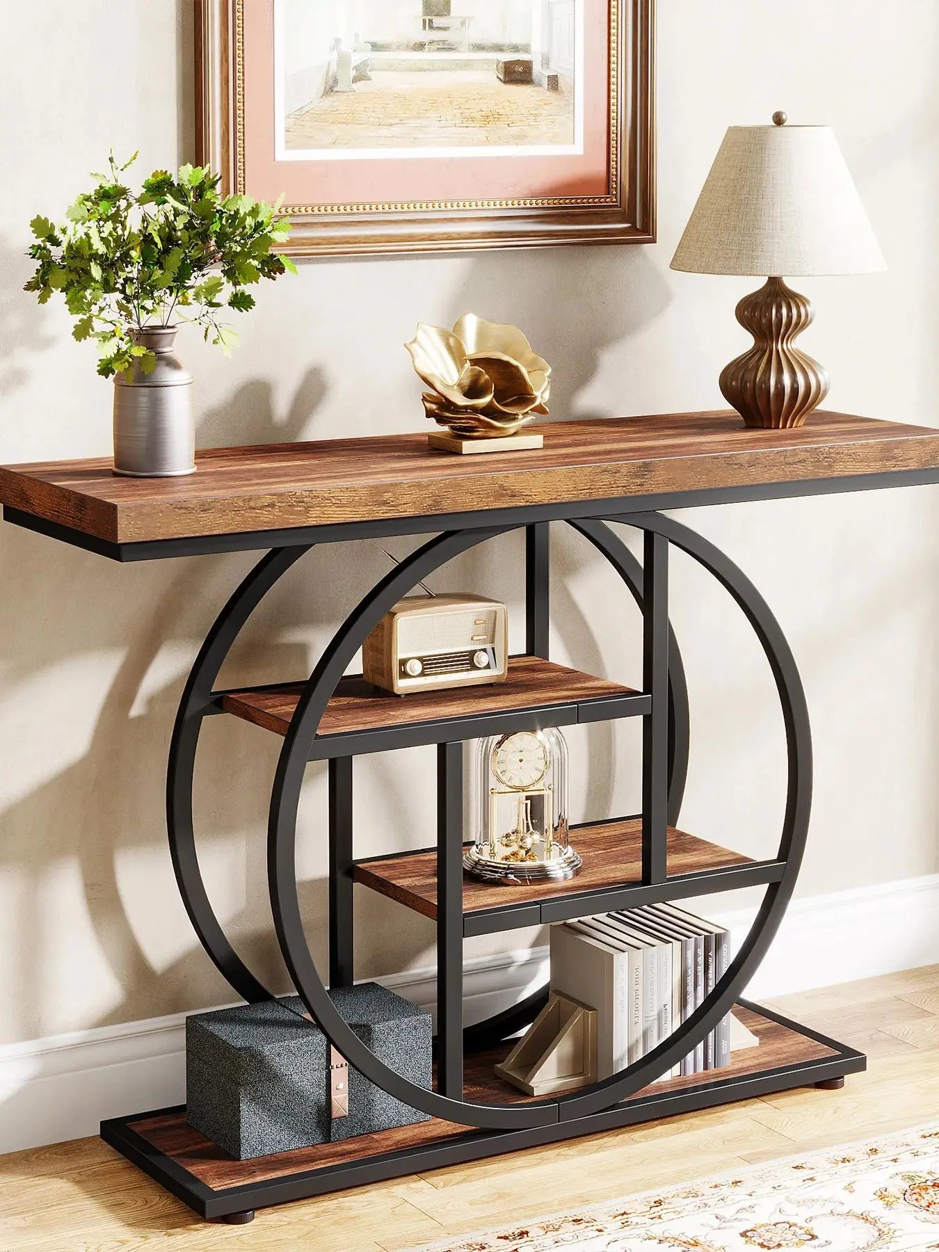 Tribesigns Four Tier Industrial Console Table For Entryway Hallway Storage