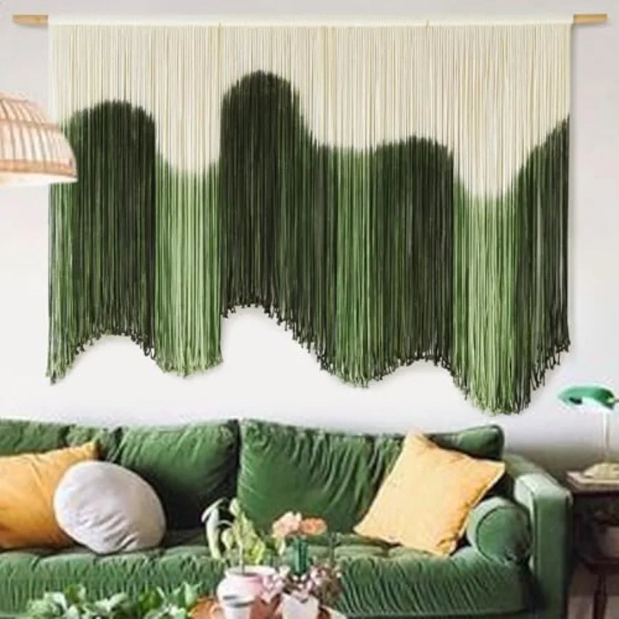Macrame Wall Hanging Dip Dyed Fiber Art Tapestry Boho Decor