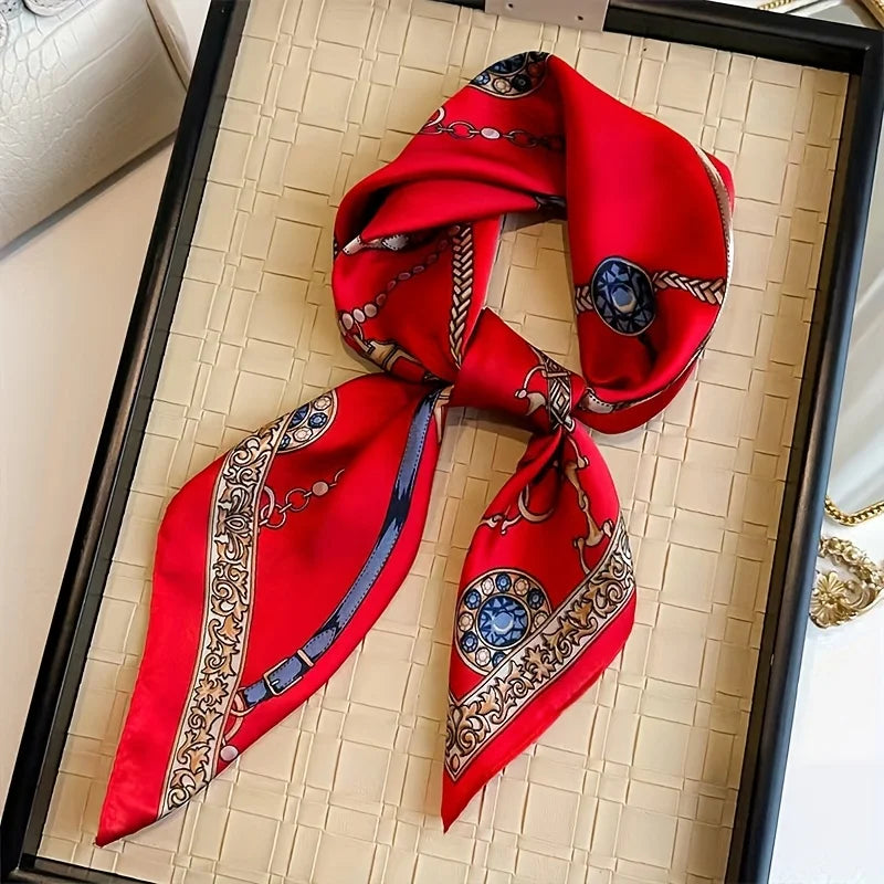 Printed Womens Polyester Scarf Square Shawl Luxury Design