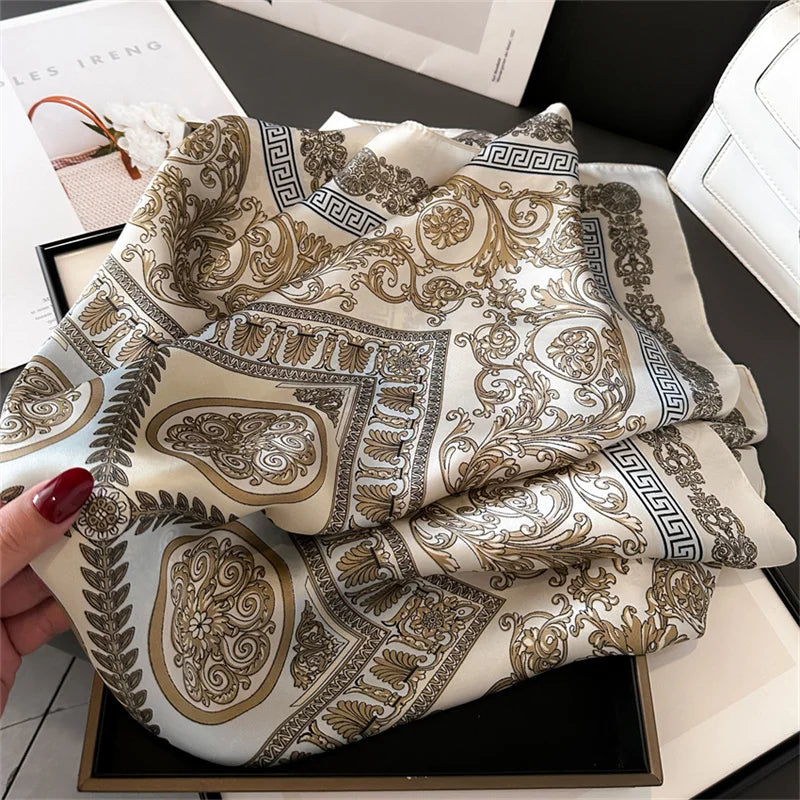 Printed Womens Polyester Scarf Square Shawl Luxury Design