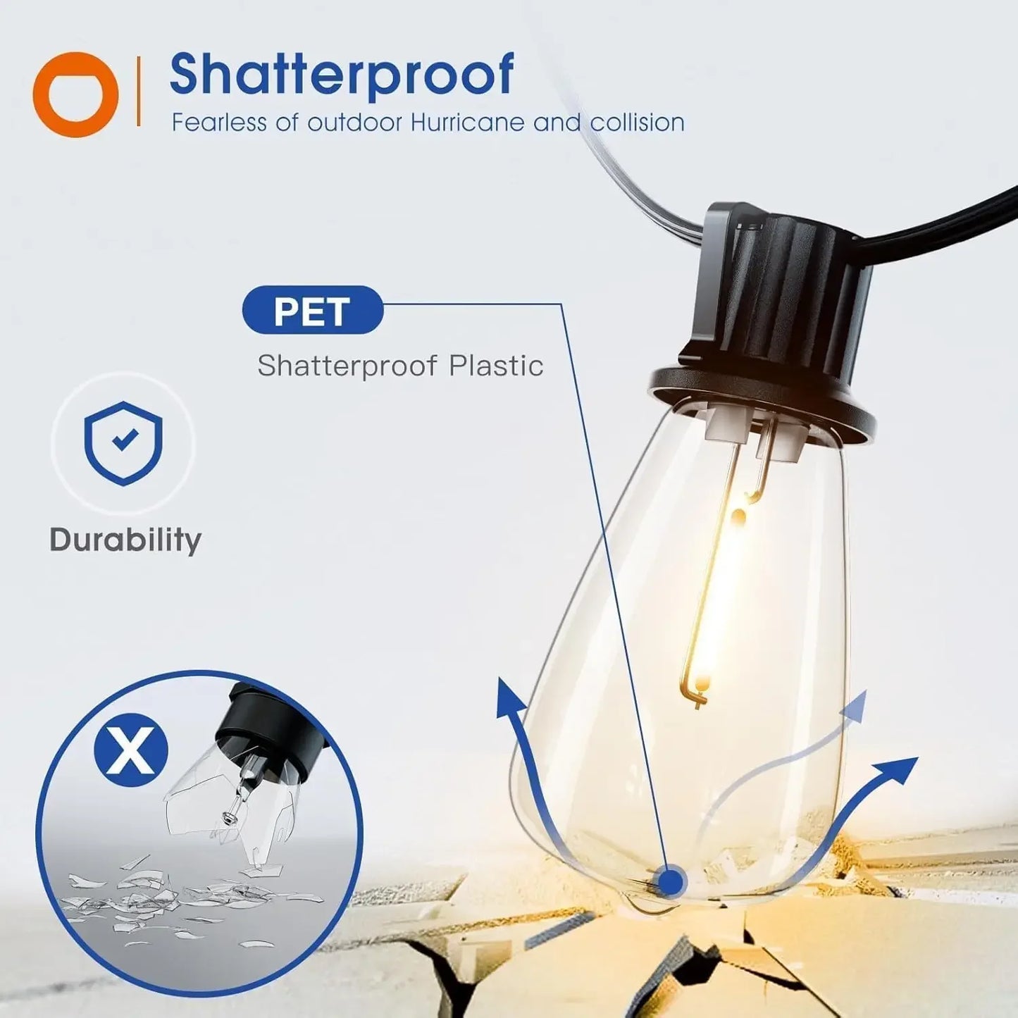 MIMIRGB LED Outdoor String Lights Waterproof Dimmable Replaceable Bulbs Patio