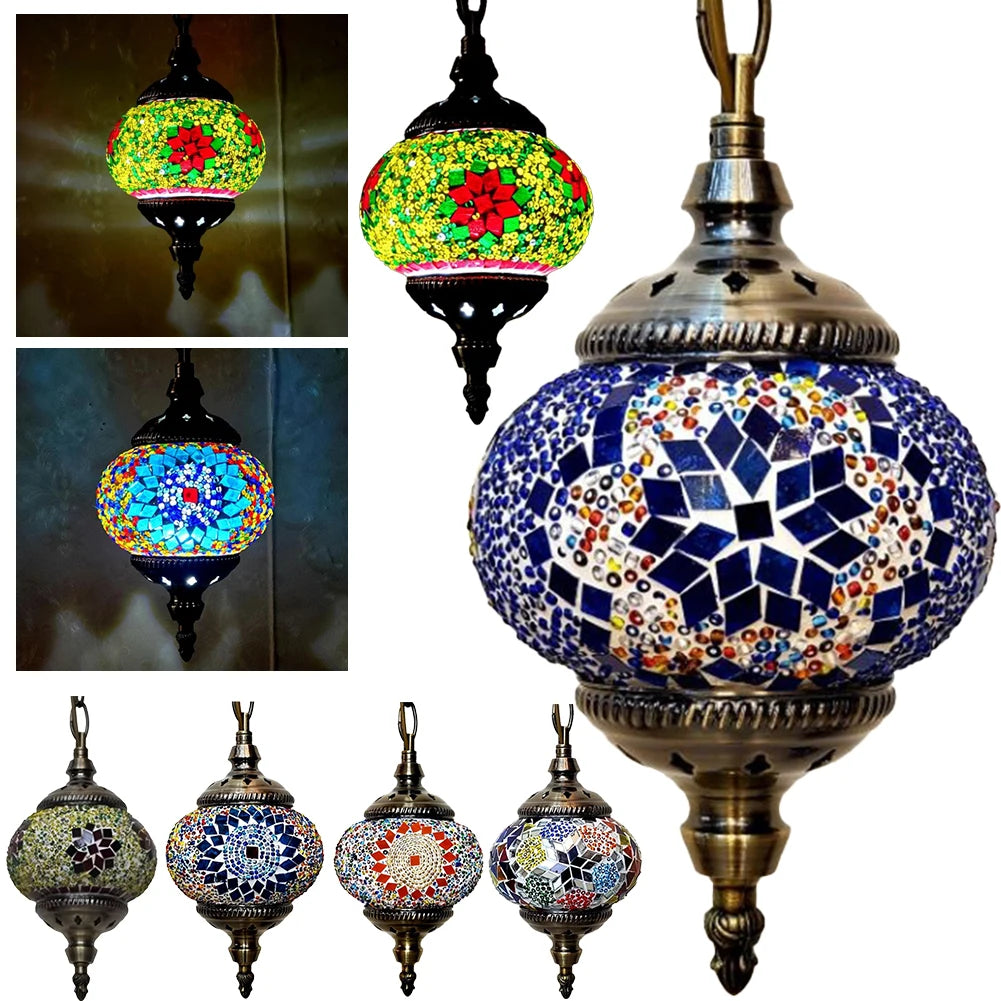 APWIKOGER Mosaic Pendant Light Turkish Moroccan Hanging Ceiling Lamp