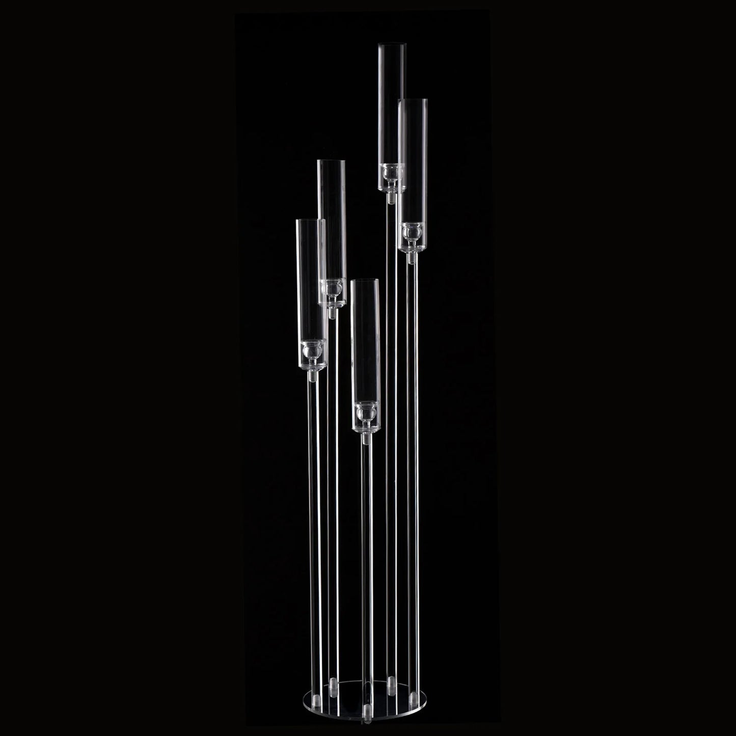 Acrylic 5-Arm LED Candelabra Taper Candle Holders Centerpiece