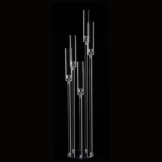 Acrylic 5-Arm LED Candelabra Taper Candle Holders Centerpiece