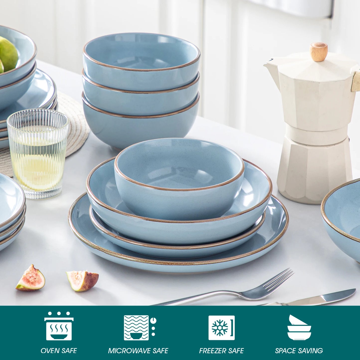 MALACASA Nymph Ceramic Dinnerware Set 16 32 Pieces Glazed Tableware