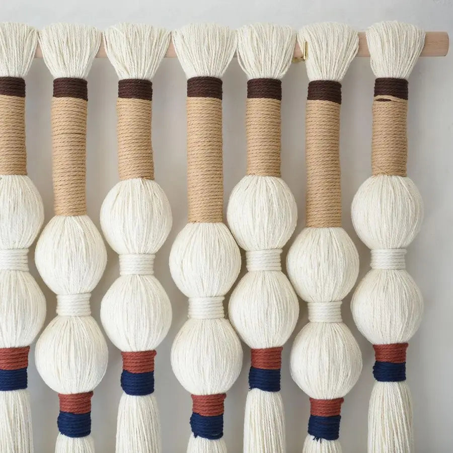 Macrame Wall Hanging Handmade Boho Art with Tassel Fringe